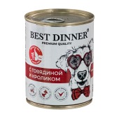 BEST DINNER МЕНЮ №3 консервы для собак и щенков (ГОВЯДИНА, КРОЛИК), 340 г.