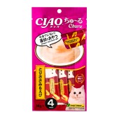INABA Ciao Churu пюре из курицы и креветок для кошек, 4 шт. по 14 г.