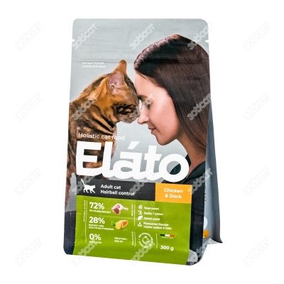 ELATO HOLISTIC для кошек для выведения шерсти (КУРИЦА, УТКА), 300 г