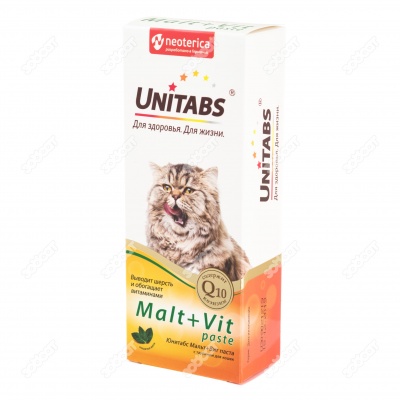 UNITABS Malt+Vit паста с таурином для кошек, 120 мл.